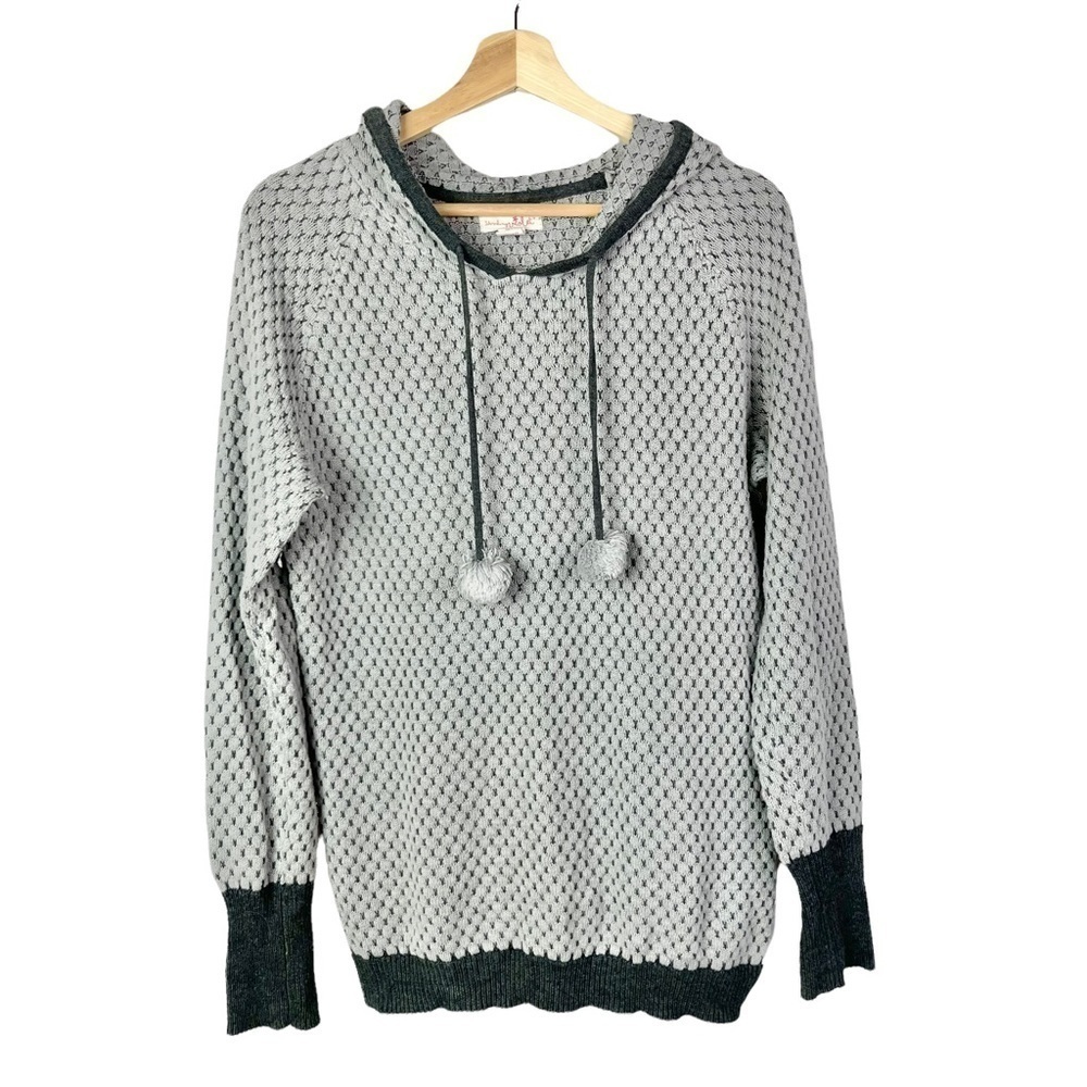 Shrinking Violet Gray Knit Pullover Hooded Sweatshirt L